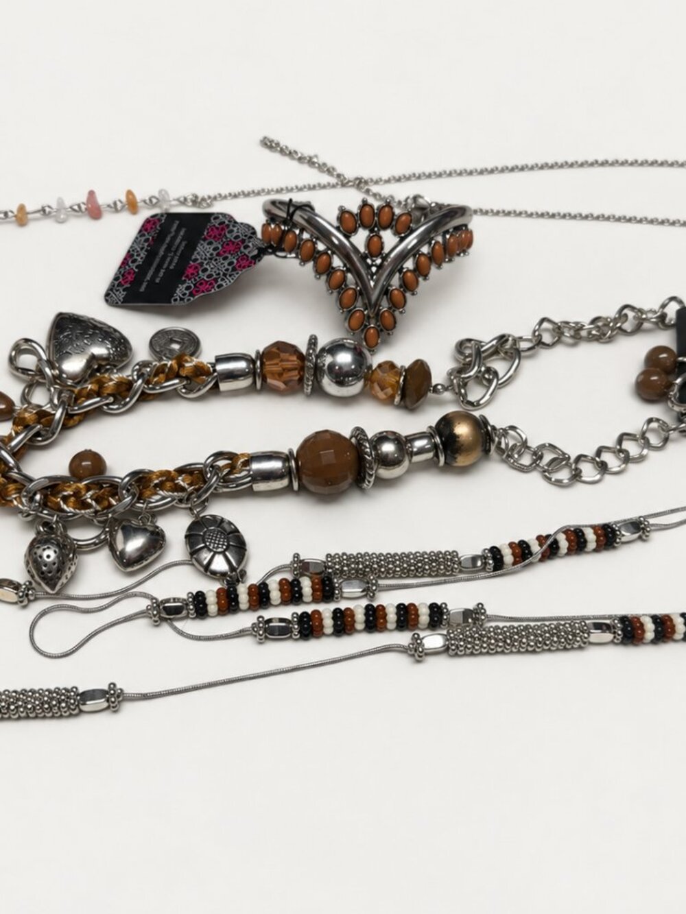 Paparazzi Brown Amber Color Bundle 3 Necklace Earring Sets Cuff Bracelet